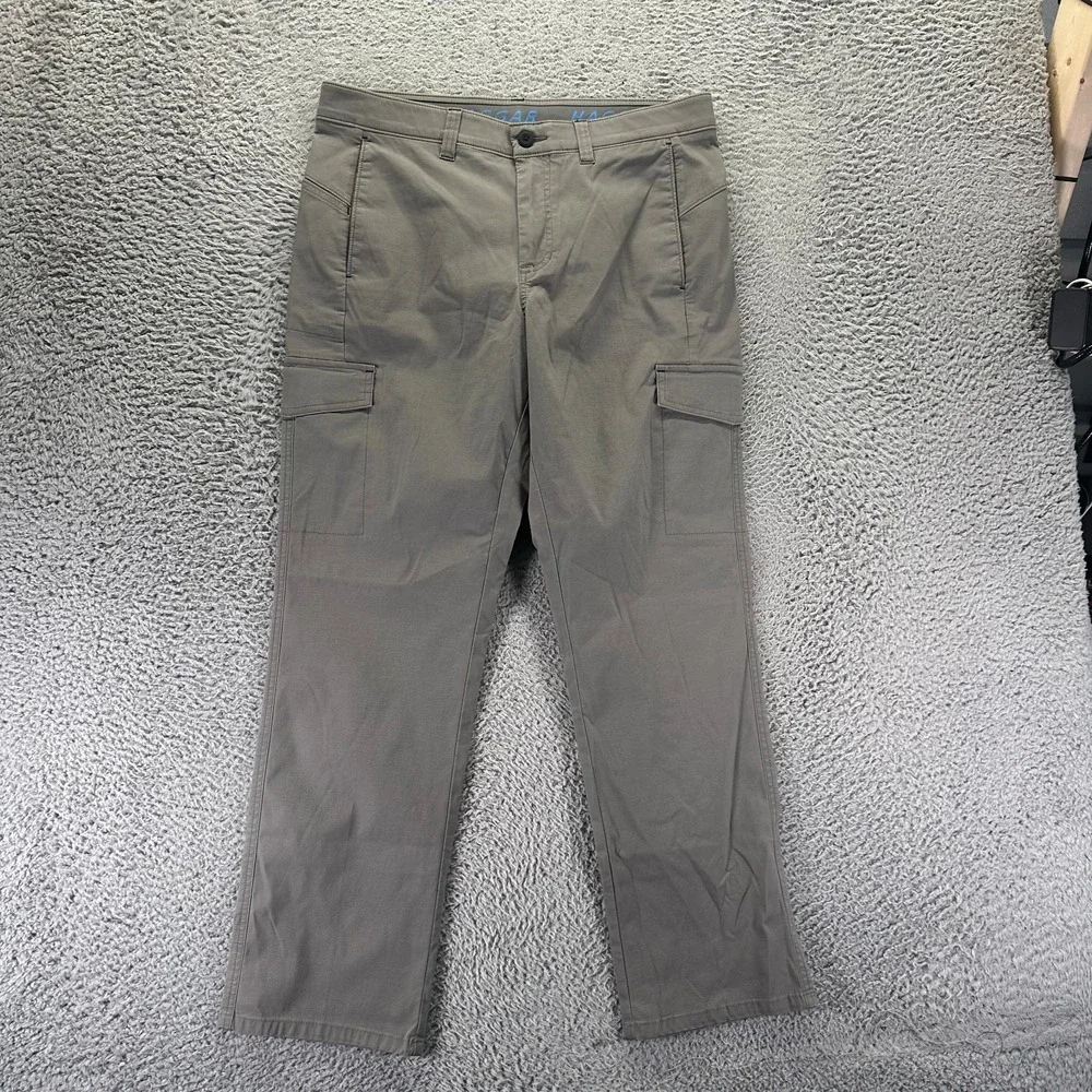 Haggar The Active Pant Mens 34x30 Gray Cotton Cargo Straight Leg Utility Stretch